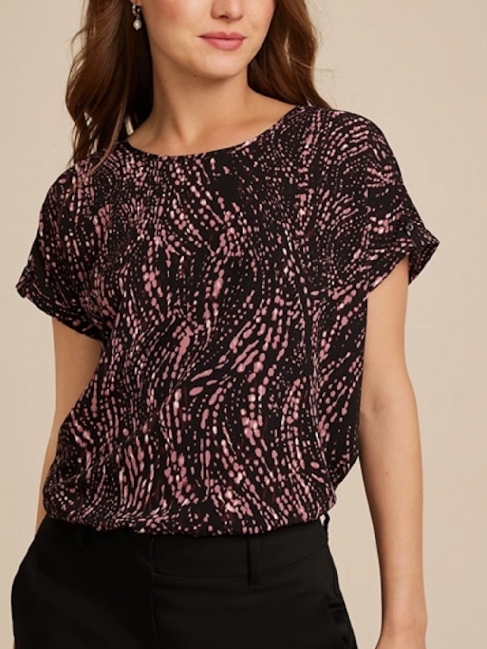 Maurices - Delton Abstract Dots Zipper Back Blouse, 2X